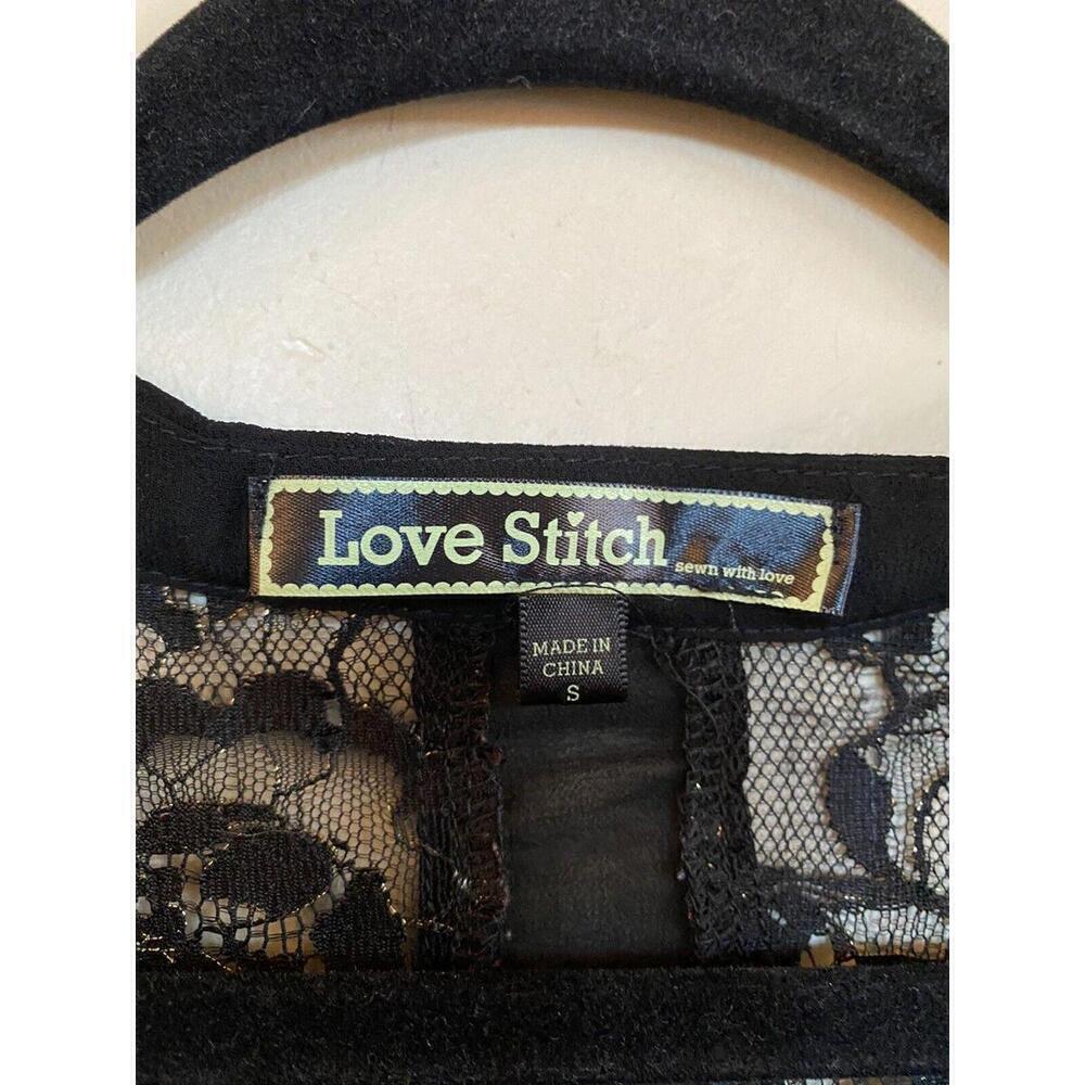 Love Stitch Black Sheer Button Down Blouse Sz.S - Picture 3 of 4